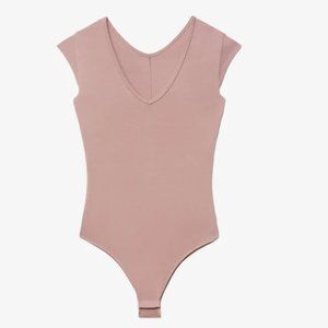 Everlane V-Neck Ballet Bodysuit in Antler
